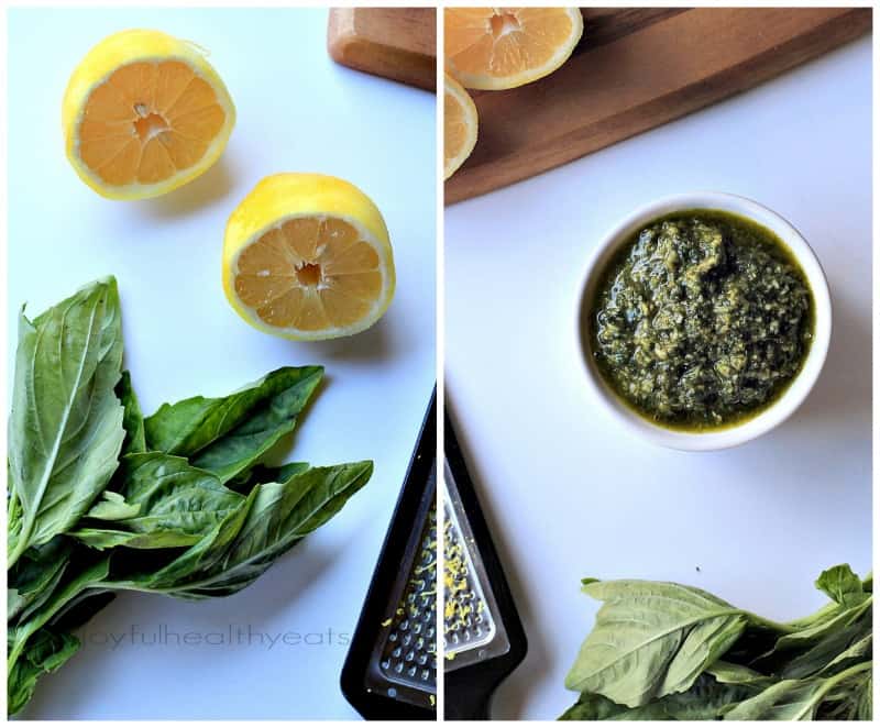 Light, Fresh, and Herby Homemade Basil Pesto. {made in 5 minutes} | purewellnessjourneyclub.com #sauce 