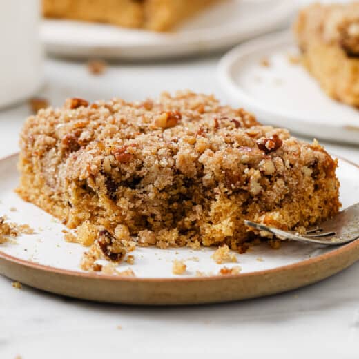 Landscape photo of coffee cake recipe.