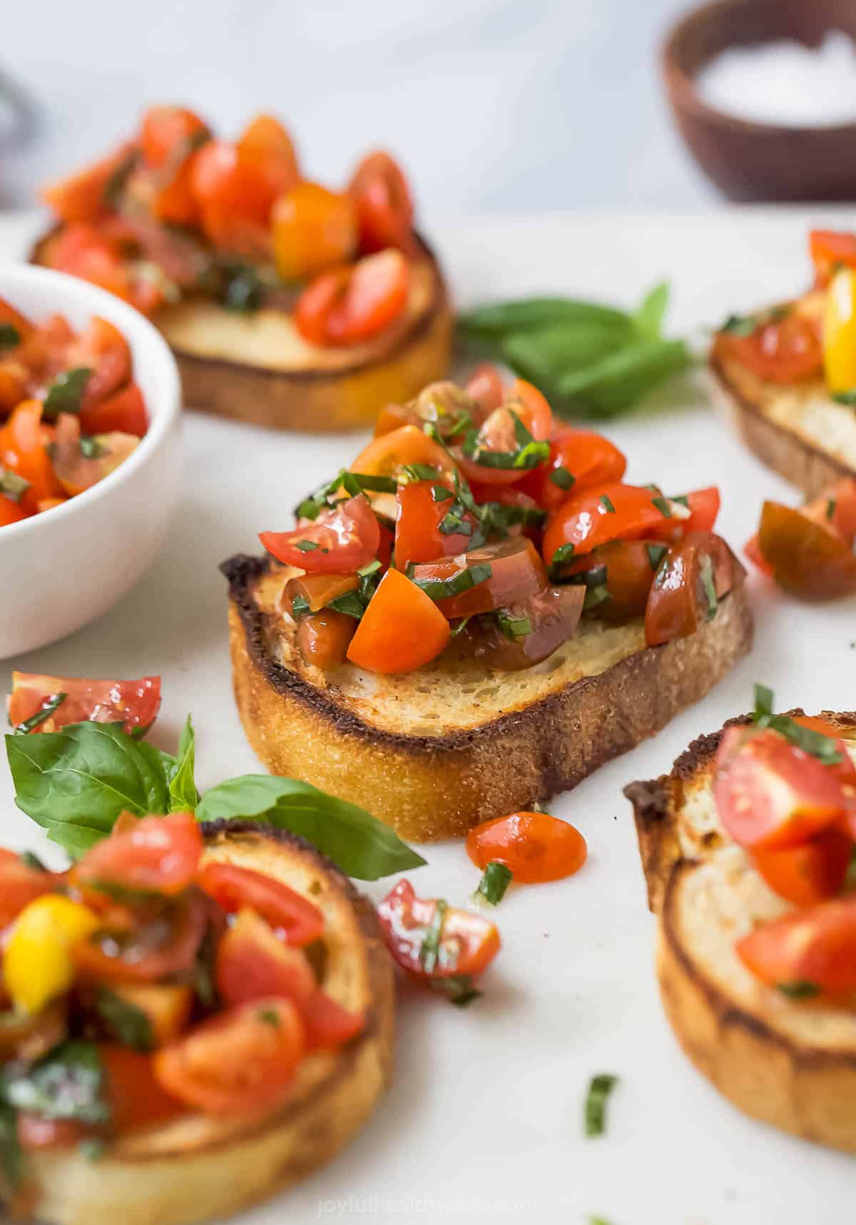 Fresh tomato bruschetta with basil