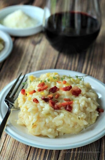 Creamy Leek Risotto with Crispy Pancetta, it's easier than you think. | purewellnessjourneyclub.com #comfortfood #recipes #italian #vegetables