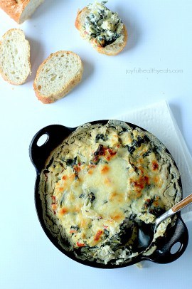 A Creamy Kale Spinach Artichoke Dip, your new go-to appetizer. | purewellnessjourneyclub.com | #gamedayfood #vegetarian #starter