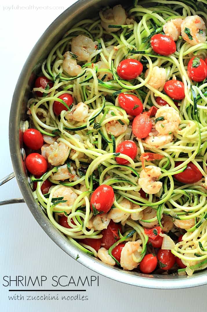 Healthy never tasted so good with this Shrimp Scampi & Zucchini Noodles, made in less than 30 minutes. | purewellnessjourneyclub.com #paleo #glutenfree