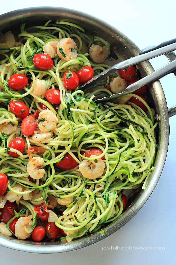 Healthy never tasted so good with this Shrimp Scampi & Zucchini Noodles, made in less than 30 minutes. | purewellnessjourneyclub.com #paleo #glutenfree