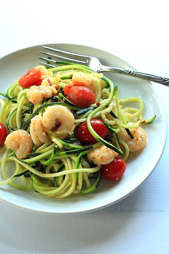 Healthy never tasted so good with this Shrimp Scampi & Zucchini Noodles, made in less than 30 minutes. | purewellnessjourneyclub.com #paleo #glutenfree