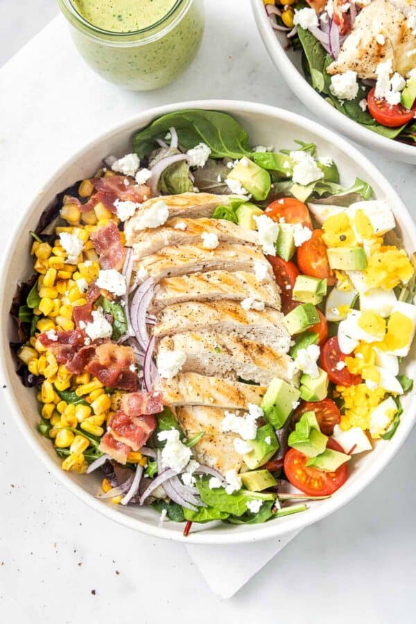 Chicken Cobb salad in bowl