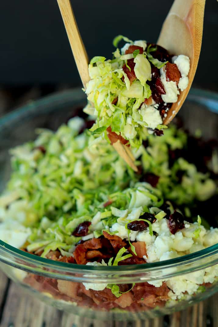 You need this Salad in your life & on the table! Shaved Brussels Sprouts Harvest Salad with Hard Apple Cider Vinaigrette | purewellnessjourneyclub.com #thanksgiving #healthy 