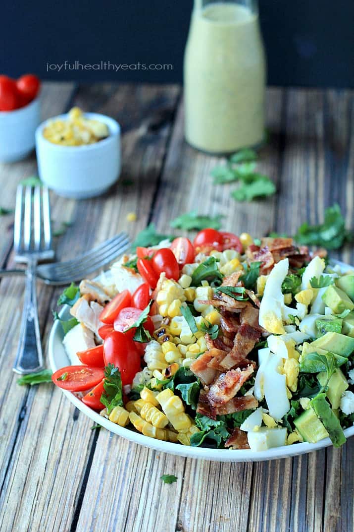 Southwestern Cobb Salad with Creamy Poblano Dressing Image of a Southwestern Cobb Salad with Creamy Poblano Dressing