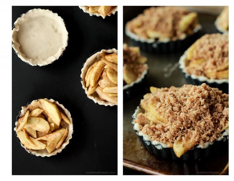Built in portion control makes these Mini Apple Pie Tartlets with Pecan Streusel extra irresistible! The ultimate fall dessert! | purewellnessjourneyclub.com 