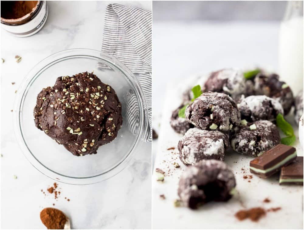 raw chocolate cookie dough and finished cookies