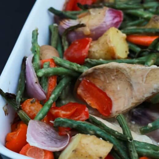 One Pot Creamy Garlic Butter Baked Chicken & Vegetables-7