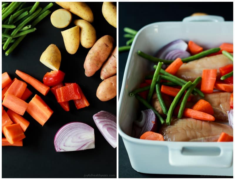 Easy 40 Minute meal that is amazing! One Pot Creamy Garlic Butter Baked Chicken & Vegetables. De-lish! | purewellnessjourneyclub.com #ad #CampbellSauces #recipes