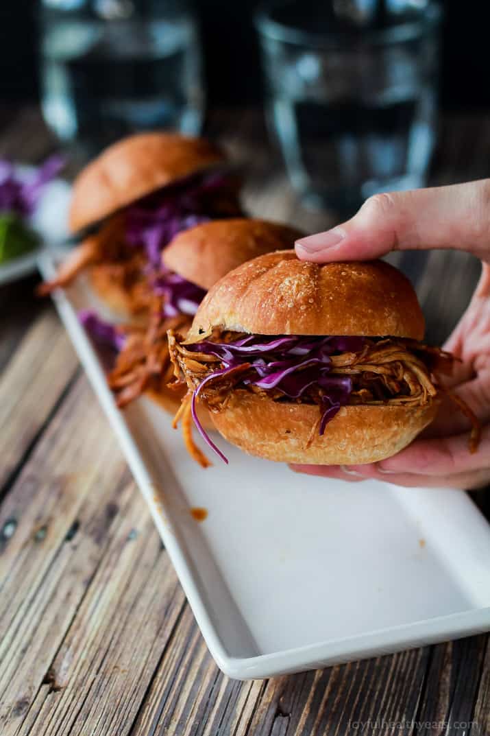 Seriously can't get enough of these! Must make for next party, so easy ... Skinny Pulled Pork Sliders | purewellnessjourneyclub.com 