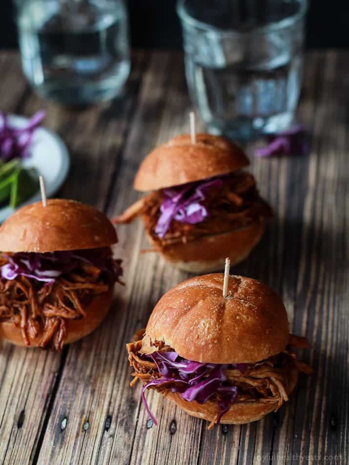 Seriously can't get enough of these! Must make for next party, so easy ... Skinny Pulled Pork Sliders | purewellnessjourneyclub.com