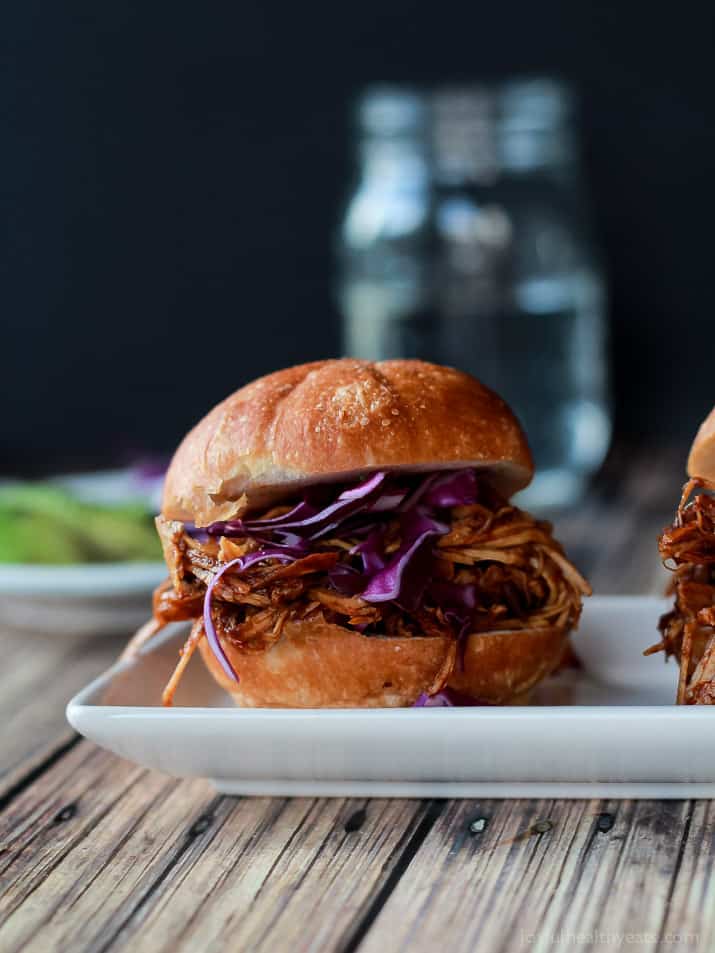 Seriously can't get enough of these! Must make for next party, so easy ... Skinny Pulled Pork Sliders | purewellnessjourneyclub.com 