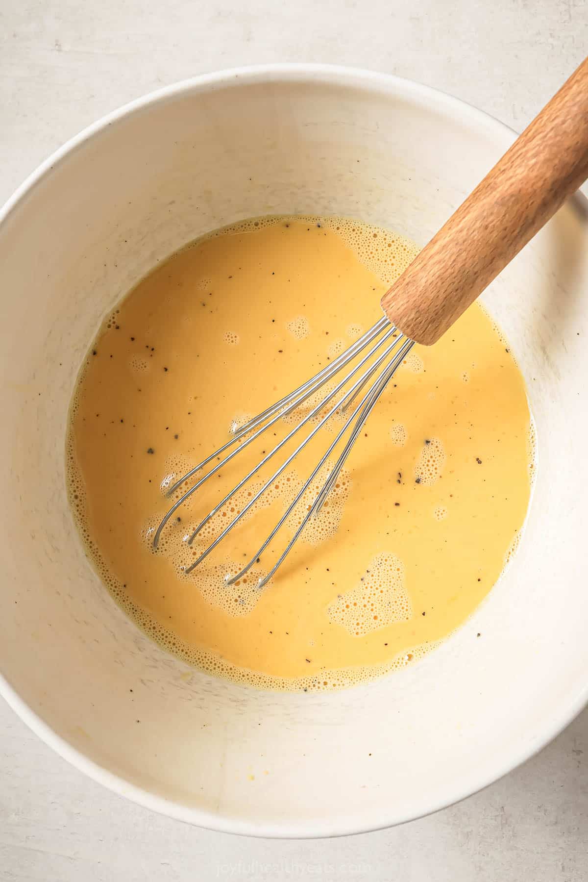 Whisking egg mixture for frittata