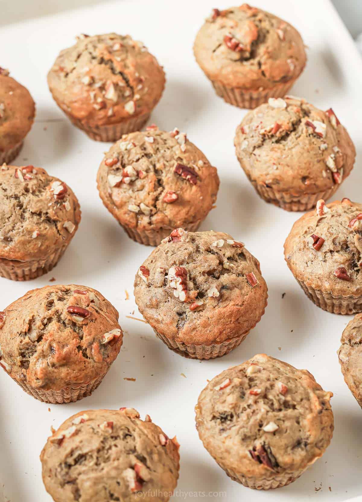 This freshly baked banana nut muffins recipe with cinnamon and nutmeg is an effortless dessert-for-breakfast that's better than a box-mix. Freshly baked banana nut muffins.