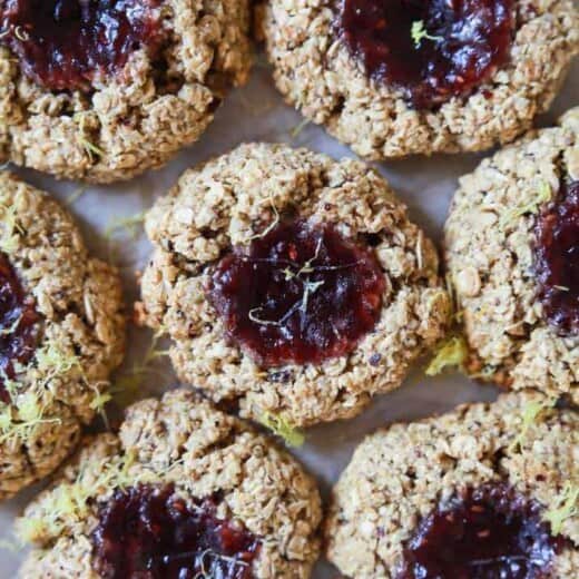 flourless lemon raspberry thumbprint cookies