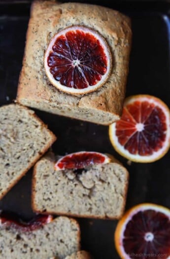 Easy Moist Blood Orange Poppy Seed Bread, full of bright orange flavor with hints of poppy seed in every bite. Hands down my favorite bread recipe! | joyfulhealthyeats.com Easy Healthy Recipes