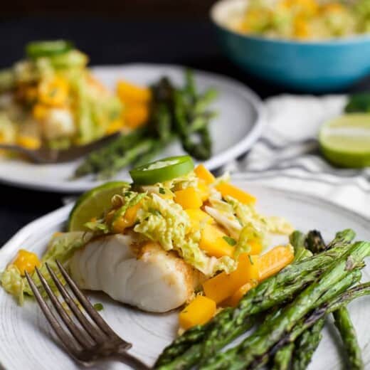 Image of Grilled White Fish with Mango Jalapeno Coleslaw