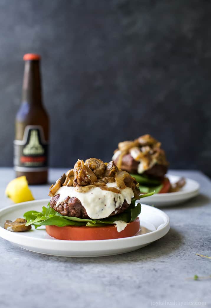 Mushroom Burger with Horseradish Aioli Image of Gluten Free Mushroom Burgers with Horseradish Aioli
