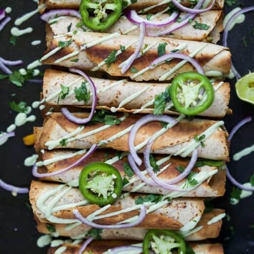 Butternut Squash Chicken Taquitos with Avocado Crema - web-6