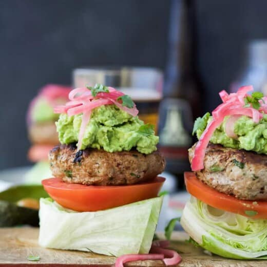 paleo chipotle turkey burgers with guacamole