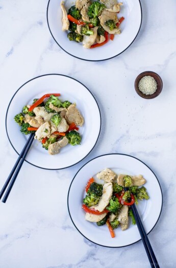 Chicken and Broccoli Stir Fry that takes 30 minutes to make and way healthier than take out. This easy stir fry recipe is low carb, high protein, gluten free and filled with asian flavor!