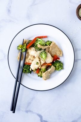 Chicken and Broccoli Stir Fry that takes 30 minutes to make and way healthier than take out. This easy stir fry recipe is low carb, high protein, gluten free and filled with asian flavor!