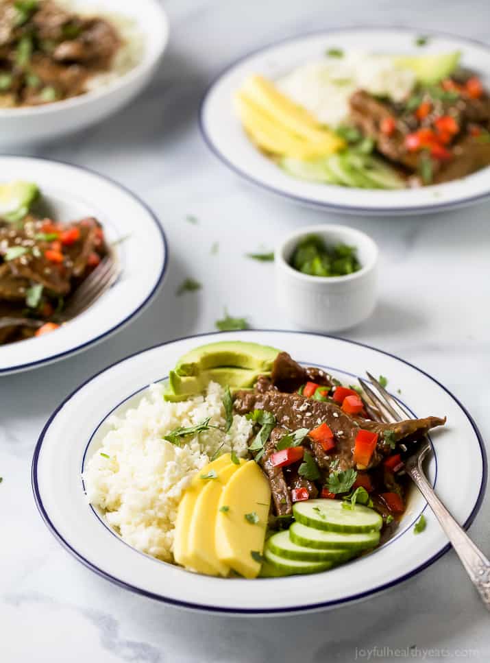 Korean beef bowls with cauliflower rice