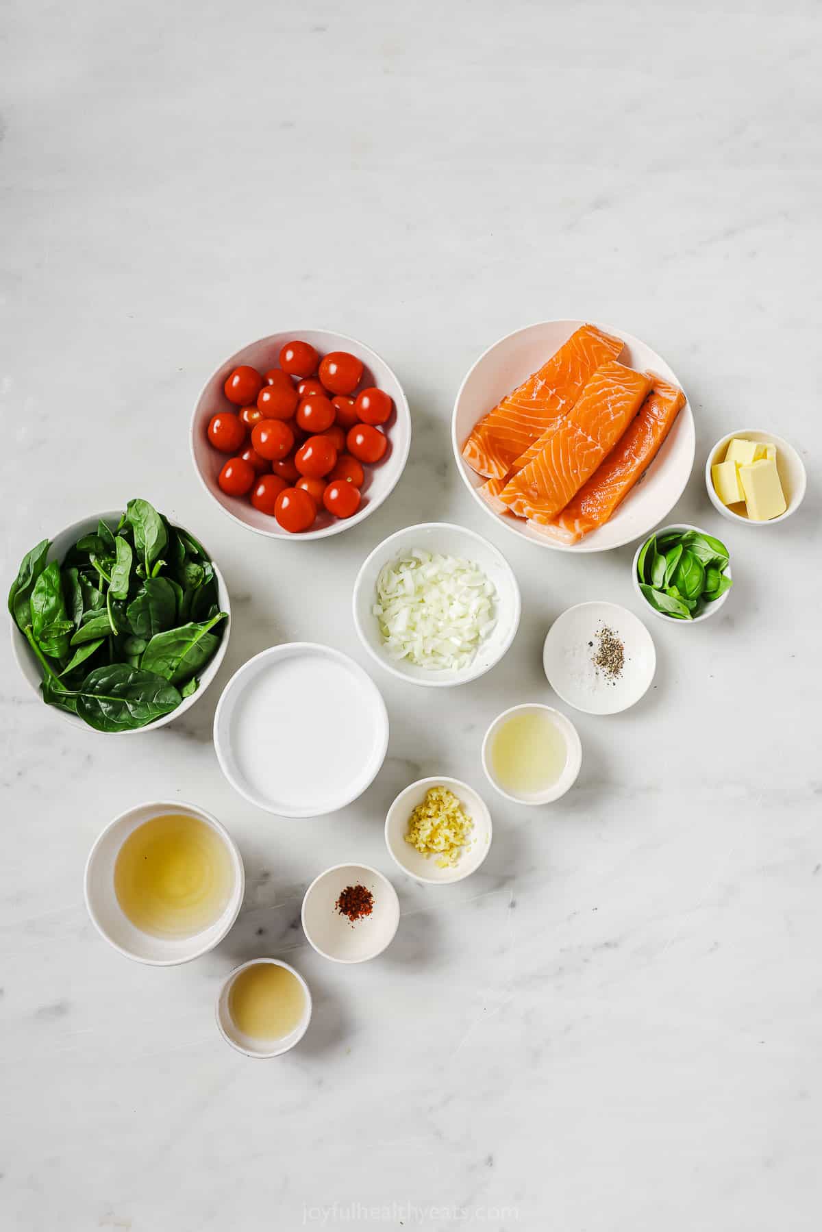 Ingredients for tuscan salmon.