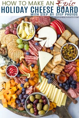 pinterest image for how to make an epic holiday cheese board