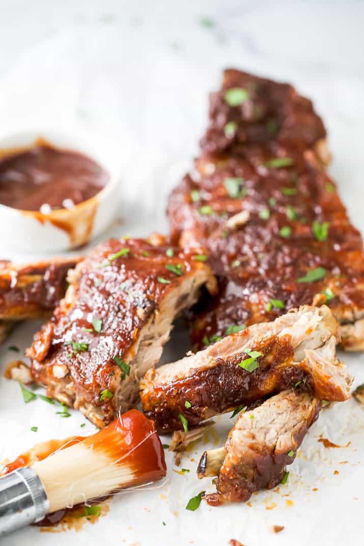 instant pot baby back ribs piled on top of each other