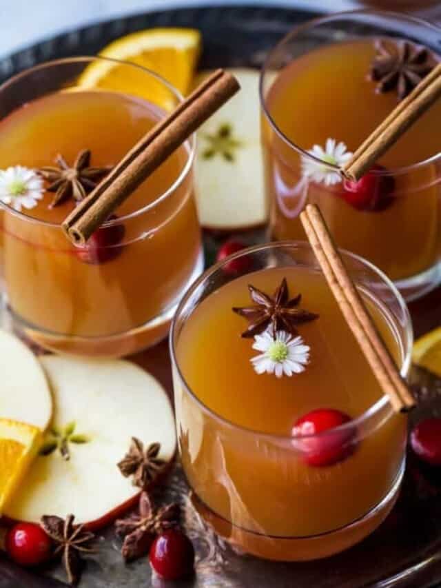 hot apple cider with star anise on top