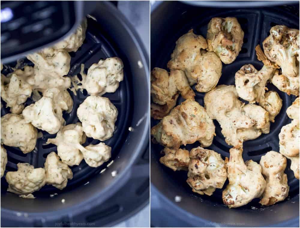 Cauliflower Wings Resting in the Air Fryer Basket