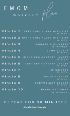 pinterest image for 30 Minute Total Body EMOM Workout