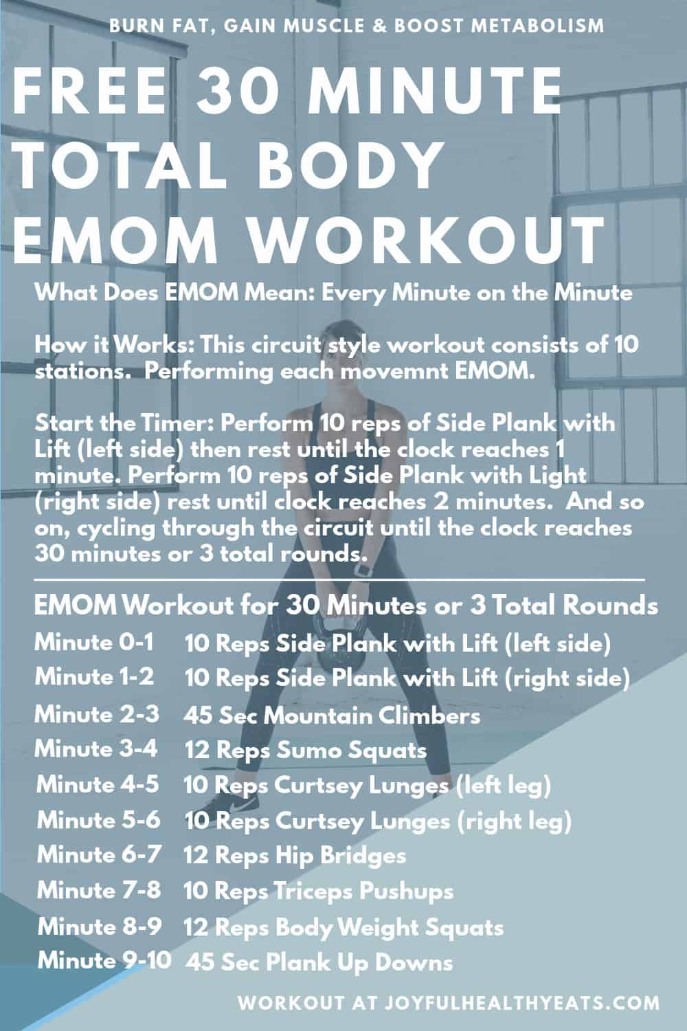pinterest image for 30 Minute Total Body EMOM Workout