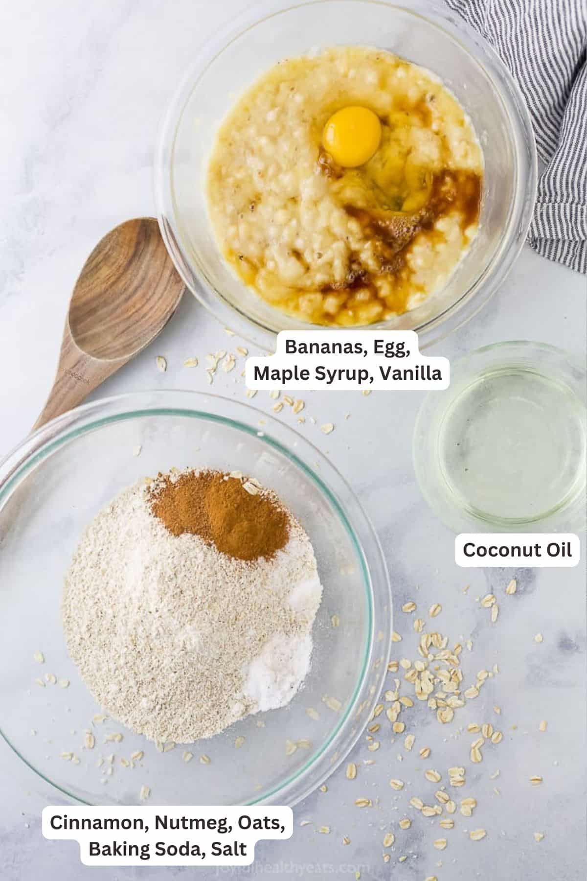 Ingredients for Banana Oat Muffins.