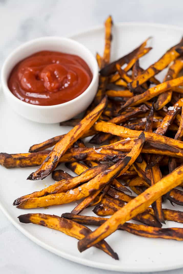 Sweet potato fries on a plate.