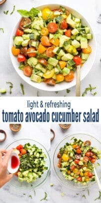 pinterest image for Refreshing Avocado Tomato Cucumber Salad