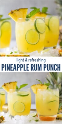 pinterest image for Pineapple Rum Punch Pitcher Cocktail