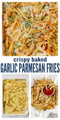 pinterest image for Crispy Baked Garlic Parmesan Fries