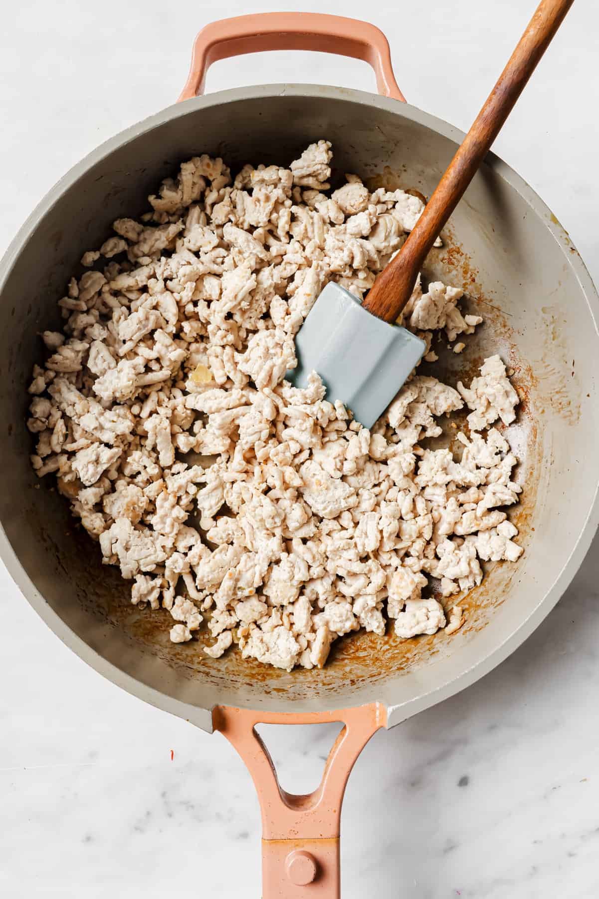 Cooking ground turkey in skillet