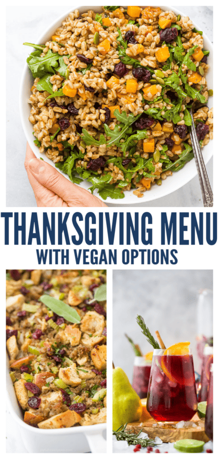pinterest image for The Ultimate Traditional Thanksgiving Menu + Vegan Options