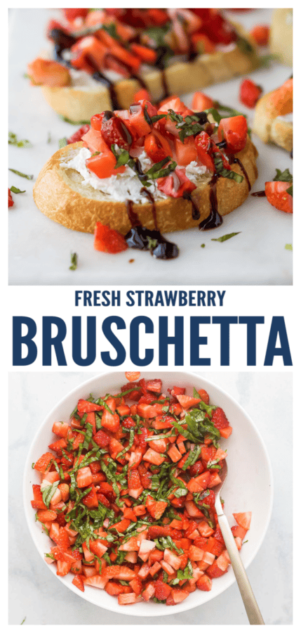 pinterest image for Strawberry Nectarine Bruschetta