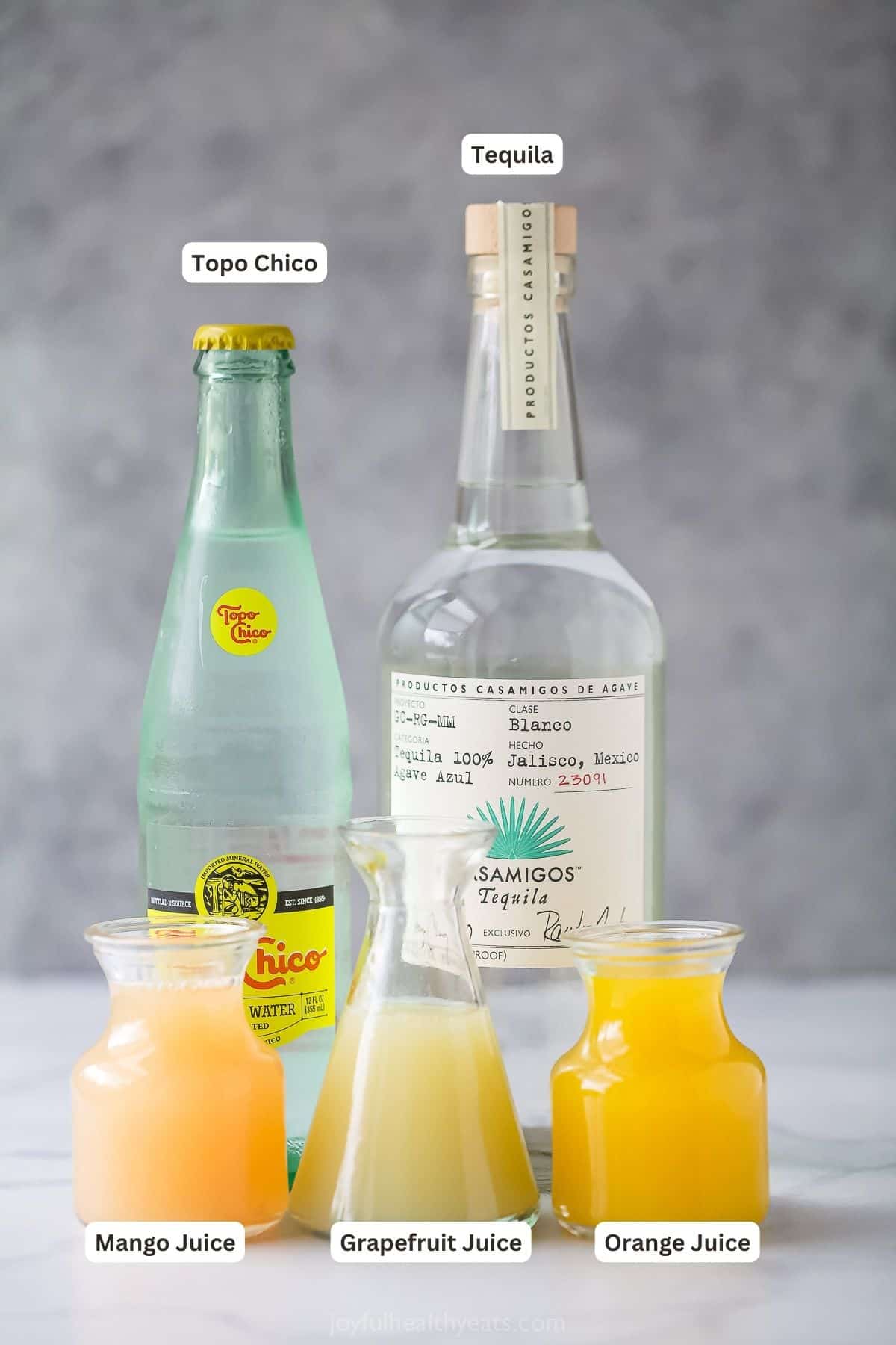 Labeled ingredients for the ranch water recipe. 