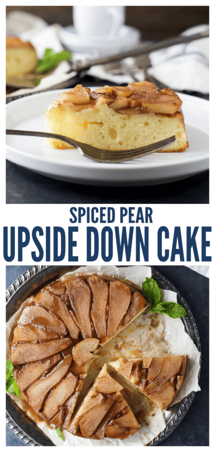 pinterest image for Pear Upside Down Cake