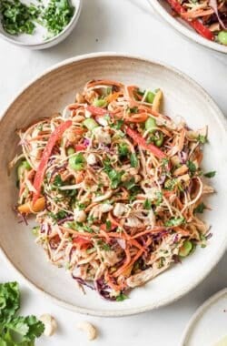 Bowl of chopped Thai chicken salad