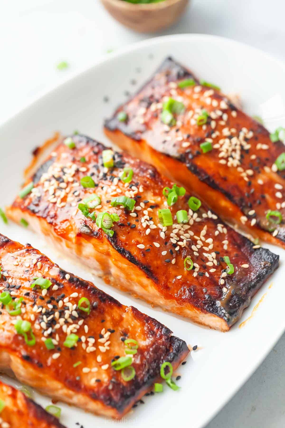 Miso salmon on platter