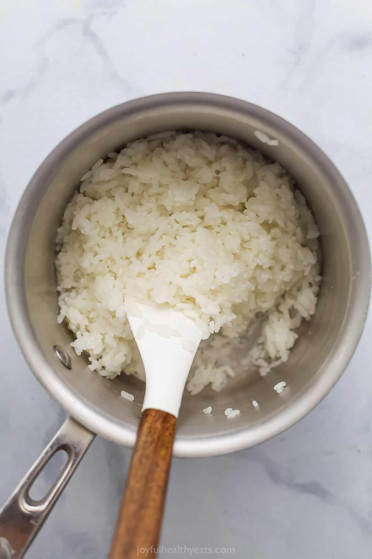 Sushi rice in pot