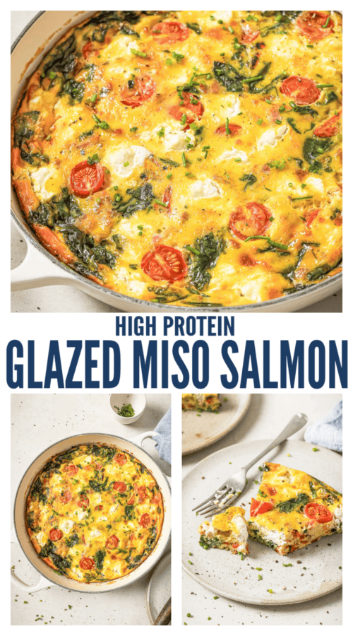 pinterest image for Cheesy Bacon Spinach Frittata